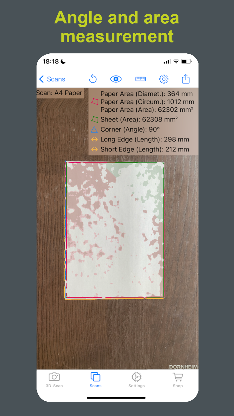 Dornheim 3D Scanner – measuring angles and areas